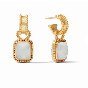 $165 Julie Vos Marbella Hoop & Charm Earring Color Iridescent Clear Crystal